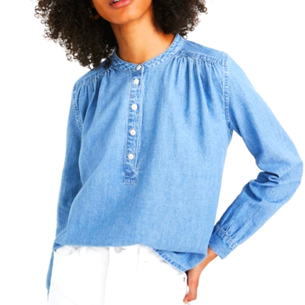 Madewell Emmie Denim Blouse XS New